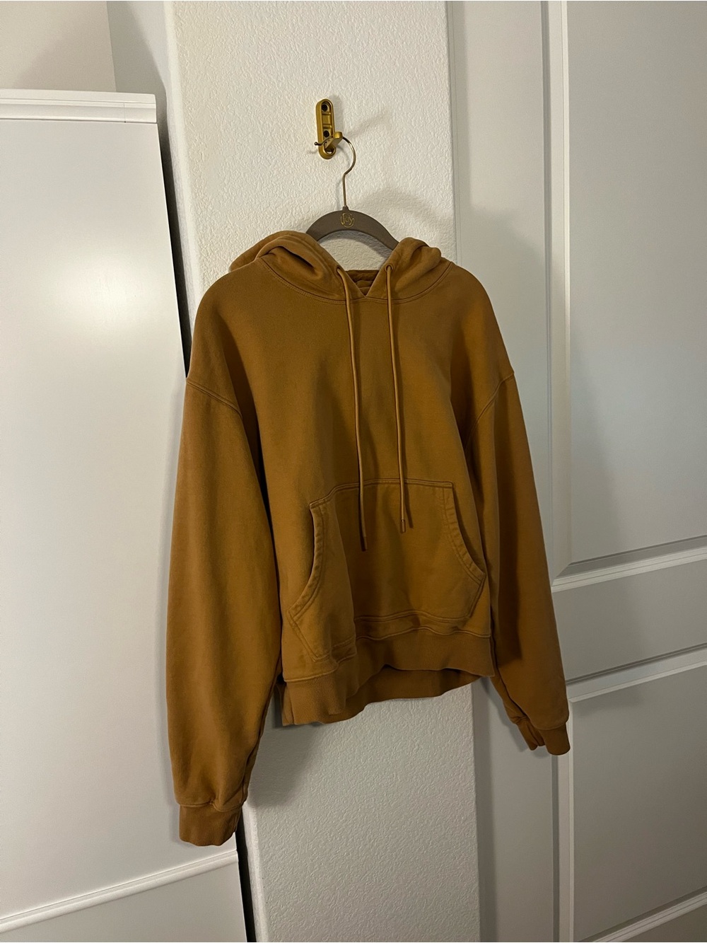 Good American Tan Pullover Hoodie Size 3 Heavyweight Cotton Unisex